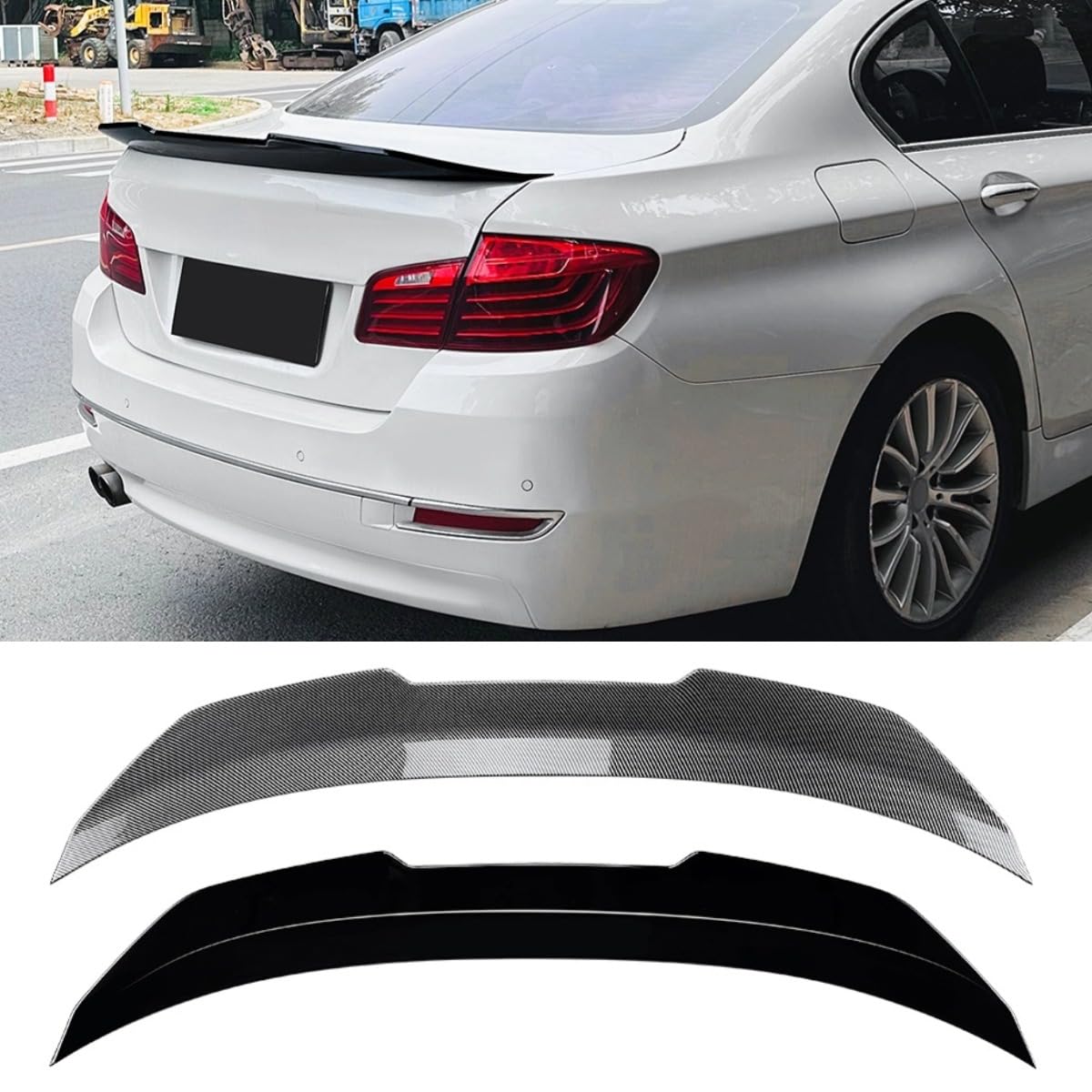 Heckspoilerflügel, kompatibel mit BMW 5er-Serie F10 2011–2017, Karosserie, Kitear Kofferraumspoiler, Heckklappe, Autozubehör (Kohlefaser-Optik) von Generic