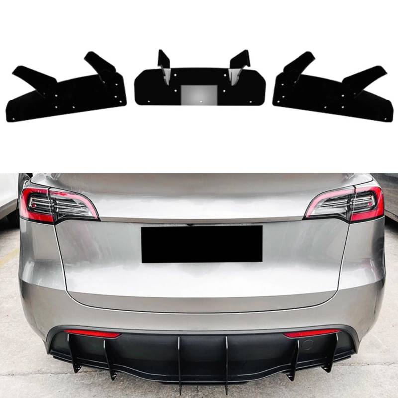 Heckstoßstange Diffusor Spoiler Heckstoßstange Lippenschutz Abdeckung Schürze für Tesla Model Y 2019+ Karosserie Kit Autozubehör (Glänzend Schwarz) von Generic