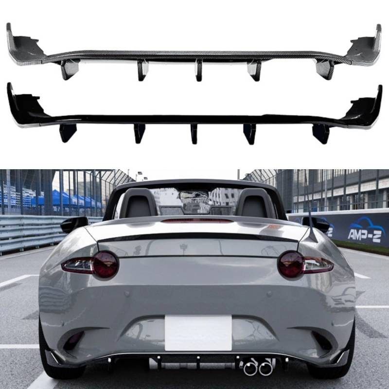 Heckstoßstange Spoiler Kompatibel mit Mazda MX-5 Miata ND 2016+ Karosserie Kit Heckstoßstange Splitter Guard Abdeckung Schürze Autozubehör (Glänzend Schwarz) von Generic