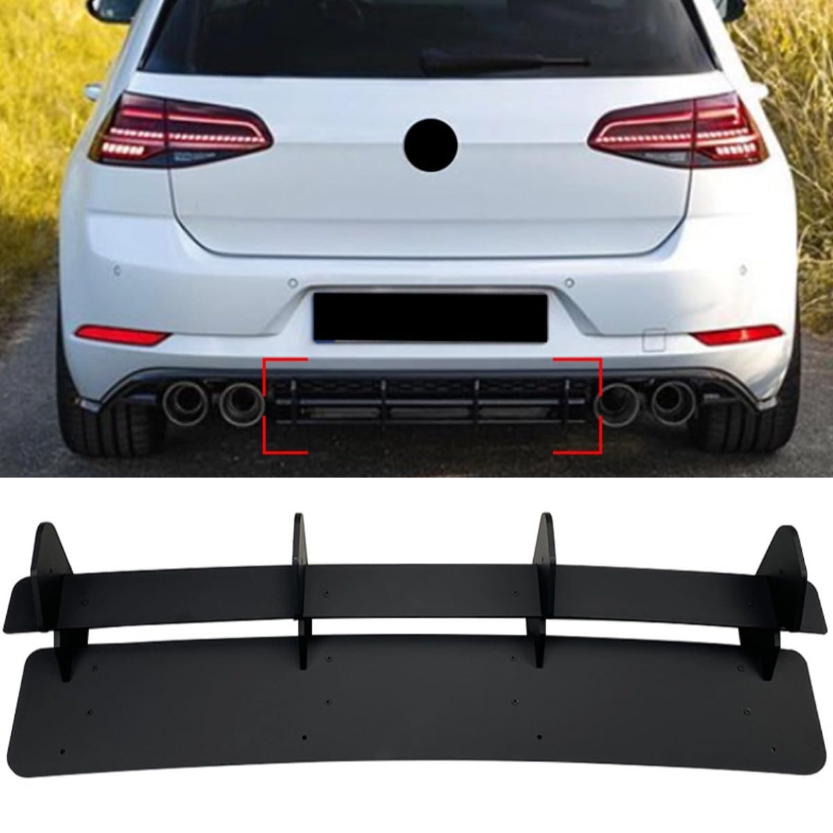 Heckstoßstange Spoiler Kompatibel mit VW Golf 7.5R Karosserie Kit Heckstoßstange Splitter Lippe Spoiler Schutz Abdeckung Schutz Schürze Zubehör (Glänzend Schwarz) von Generic