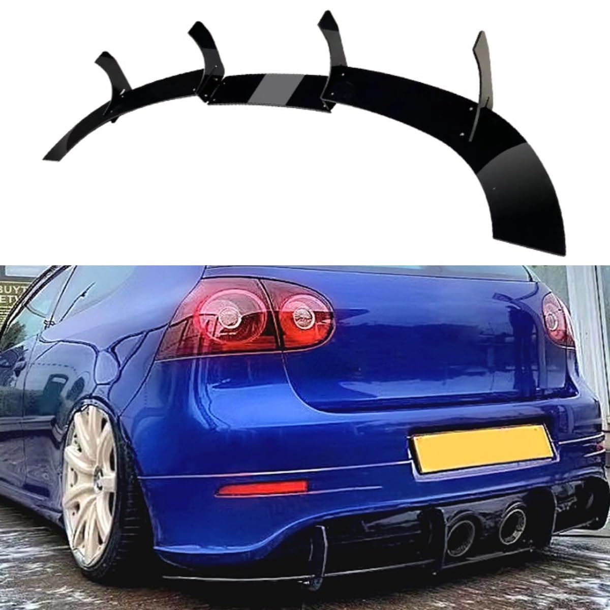 Heckstoßstange Spoiler Kompatibel mit VW Golf MK5 R32 Karosserie Kit Heckstoßstange Splitter Lippe Spoiler Schutz Schutz Schutz Schürze Zubehör (Glänzend Schwarz) von Generic