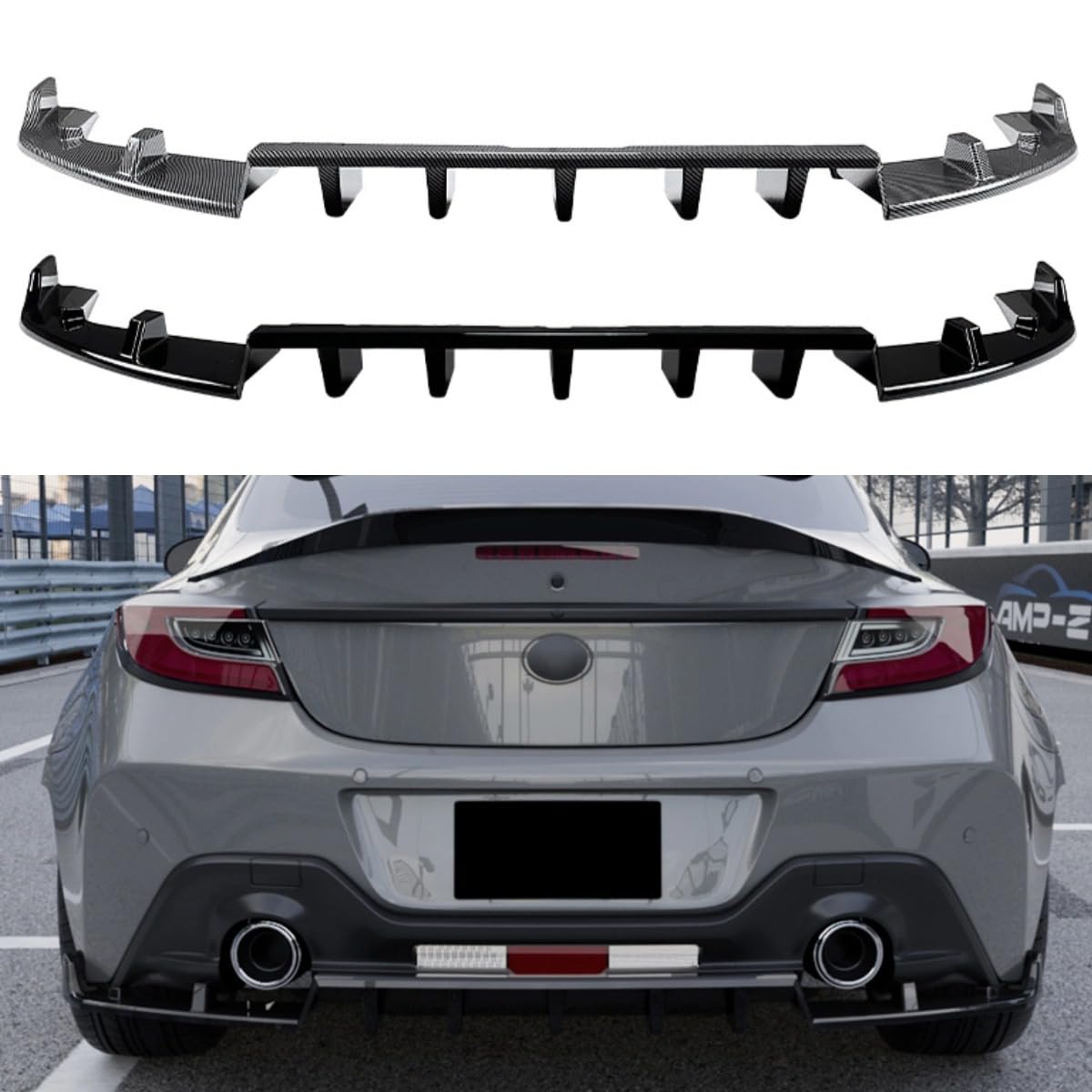 Heckstoßstangen-Splitter, kompatibel mit Toyota GR86 Subaru BRZ 2022+, Karosserie-Set, Heckstoßstange, Diffusor, Lippe, Spoiler, Schutzschürze, Autozubehör (Kohlefaser-Optik) von Generic