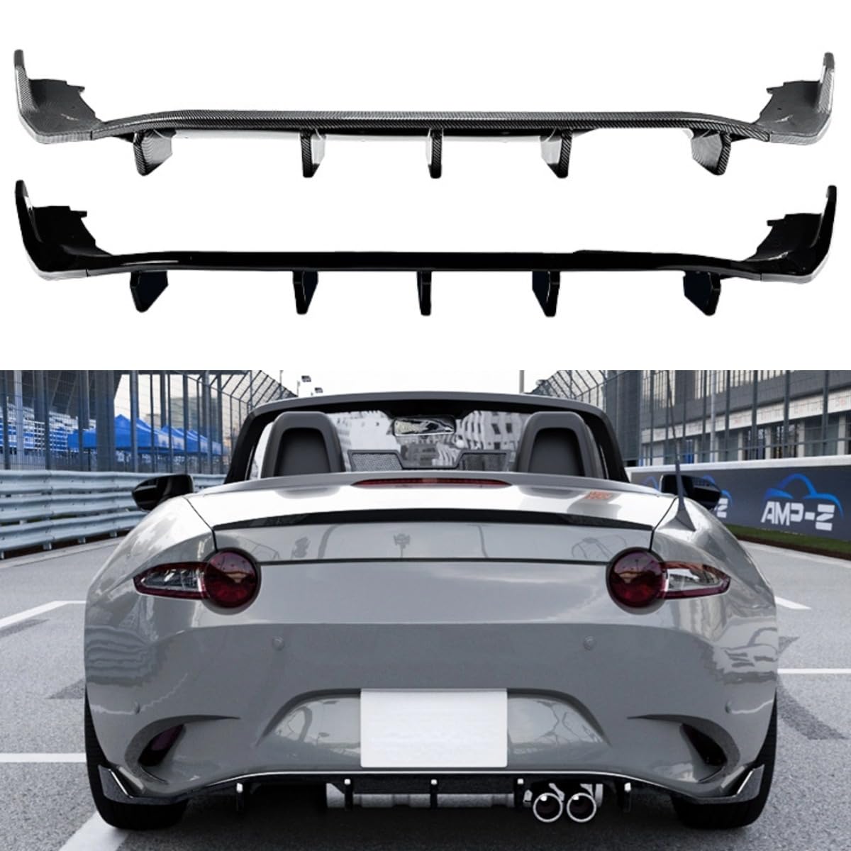 Heckstoßstangen-Spoiler, kompatibel mit Mazda MX-5 Miata ND 2016+ Karosserie-Kit, Heckstoßstange, Splitterschutz, Abdeckung, Schürze, Autozubehör (Kohlefaser-Optik) von Generic