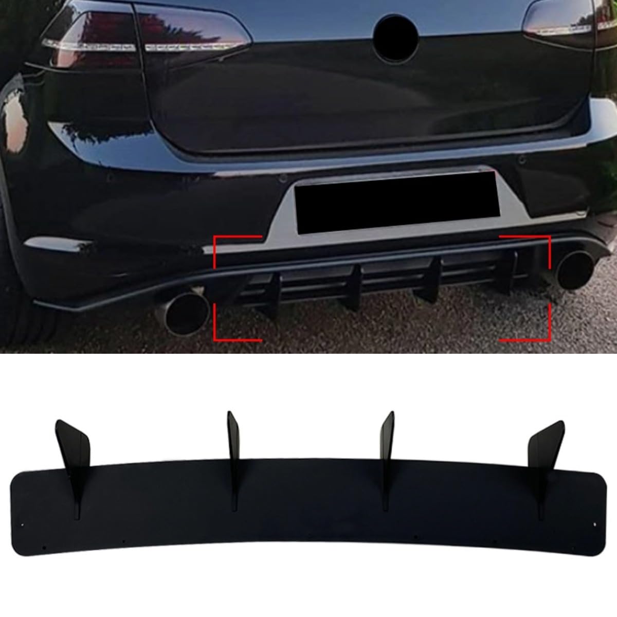 Heckstoßstangenlippe Kompatibel mit VW Golf 7 GTI Karosserie Kit Heckstoßstange Splitter Diffusor Spoiler Schutz Schürze Schutz Zubehör (Glänzend Schwarz) von Generic