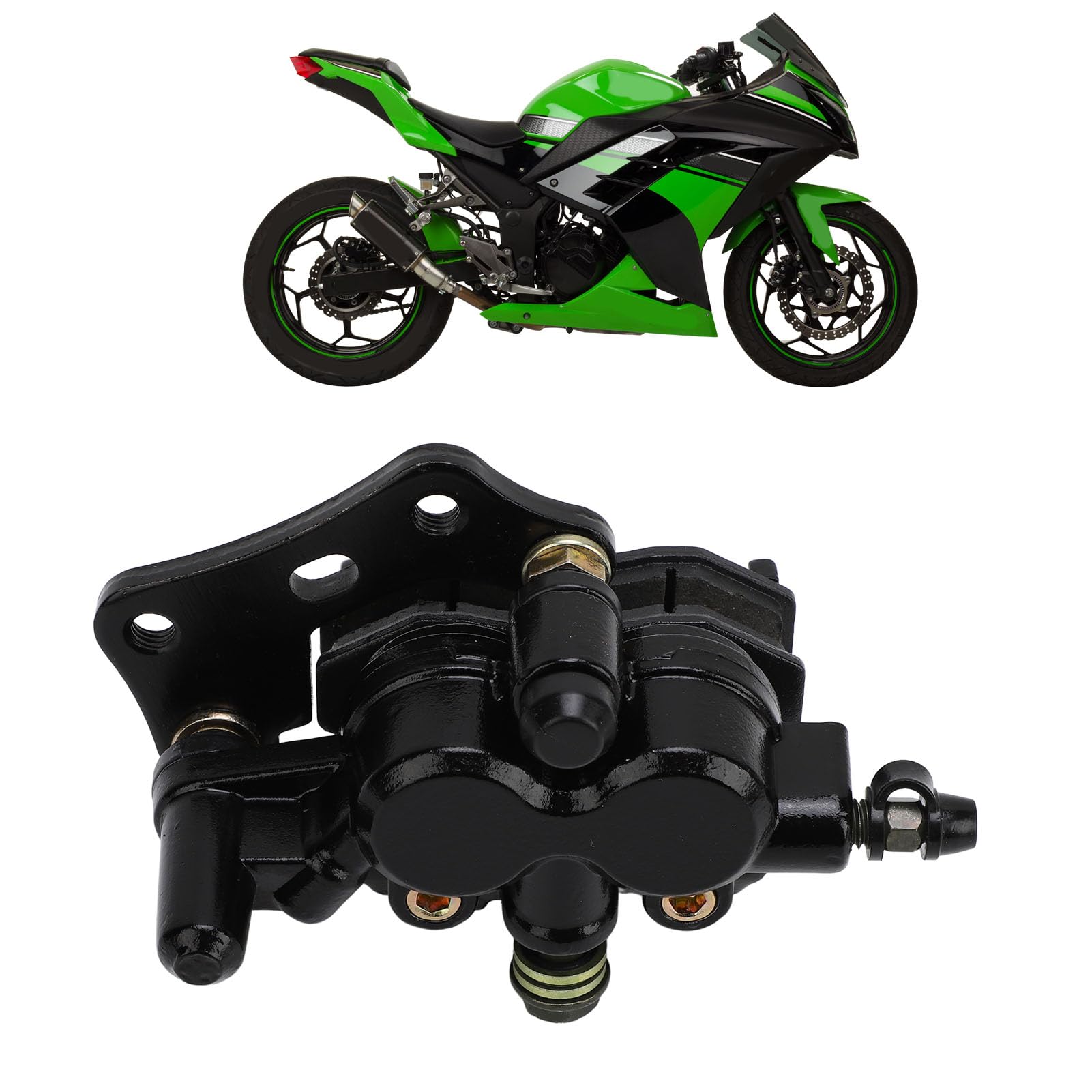 Hinterer Bremssattel für Ninja 300 EX300 2013–2017, Hinterer Bremssattel mit Belägen, 43080 0126 25S Bremssattel-Baugruppe, Präzisionsgefertigt von Generic