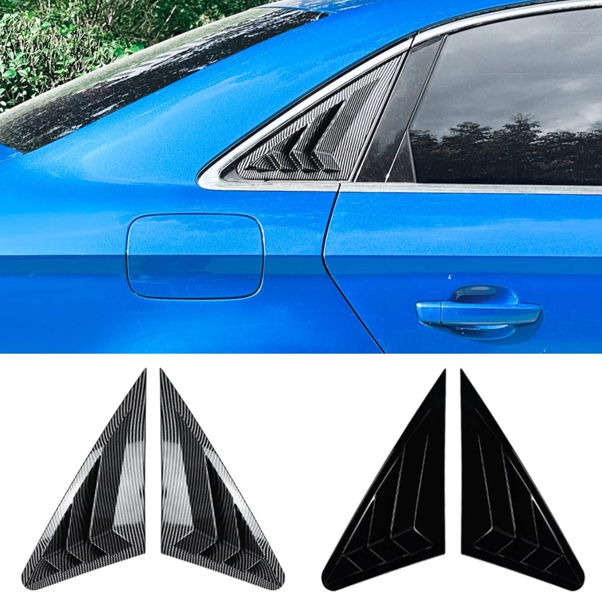 Hinteres Viertel-Panel-Fenster kompatibel mit Audi A3 S3 8V 2014–2020 Karosserie-Kit Auto Seite Heckscheibe Louver Shutter Cover Autozubehör (glänzendes Schwarz) von Generic