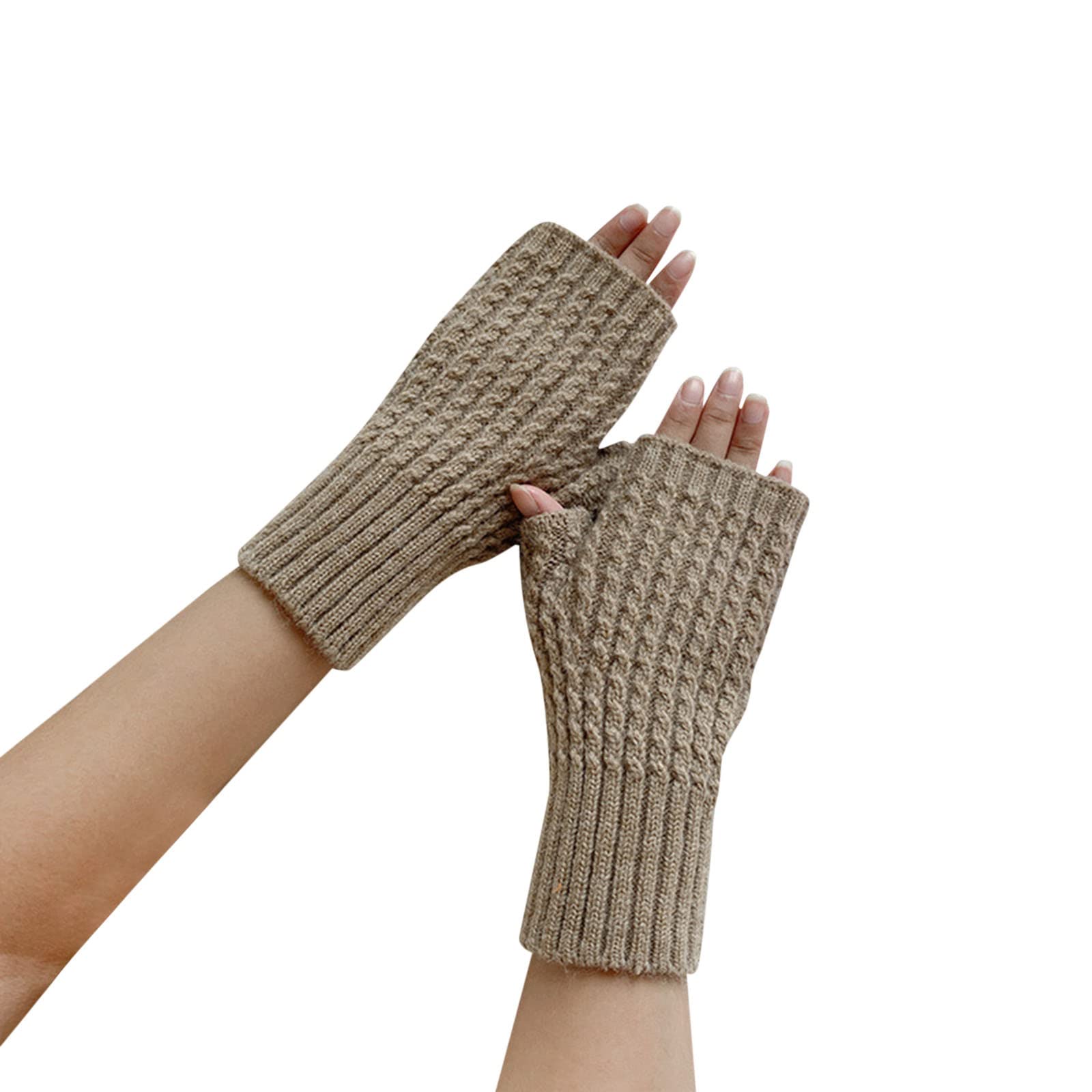 Hochzeit Handschuhe 𝐖eiß Damen- und Winter-Volltonfarbe, mehrfarbig, gestrickte Halbhandschuhe aus Wolle 𝐑𝐚dfahren Handschuhe Winter (D, One Size) von Generic