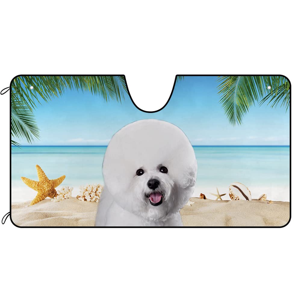 Hund EIN Süßer Weißer Bichon Frise Hund Am Strand Sonnenschutz Auto Frontscheibe Auto Windschutzscheibe Sonnenschutz Faltbar Auto Windschutzscheibe Sonnenblende Universal S Hund EIN Süßer Weißer Bichon Frise Hund Am Strand Sonnenschutz Auto Frontscheibe Auto Windschutzscheibe Sonnenschutz Faltbar Auto Windschutzscheibe Sonnenblende Universal S von Generic