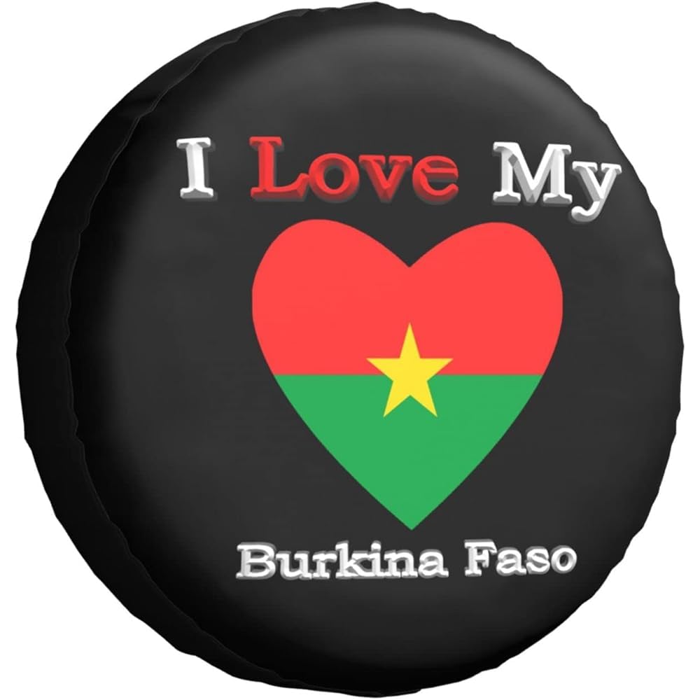 Ich Liebe Meine Flagge Von Burkina Faso Herz Reserveradabdeckung Wasserdicht Reserverad Reifenabdeckung Staubdicht Reifencover Universal Für Anhänger Rv Auto 16Inch von Generic