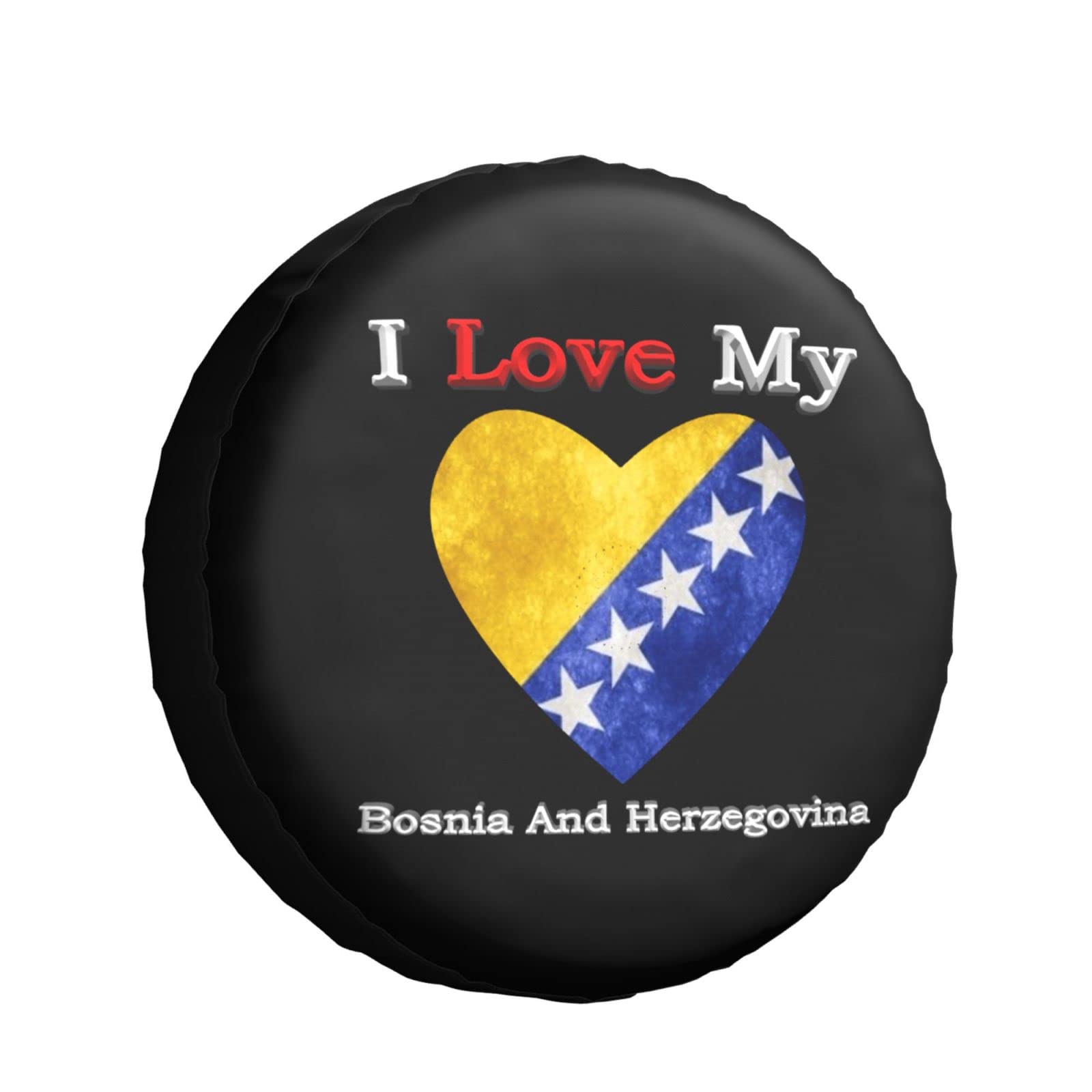 Ich Liebe Meine Herzflagge Von Bosnien Und Herzegowina Reifencover Dauerhaft Radreifenabdeckung Staubdicht Reserveradabdeckung Universal Für Rv Anhänger Auto 16Inch von Generic