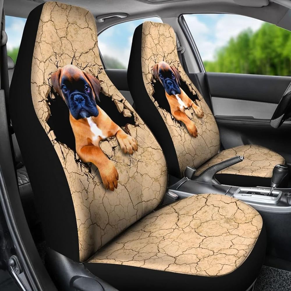 Innenraum Sitzschoner Schöner Boxer Crack Auto Sitzbezüge Klassisch Autoschonbezüge Passform Autositzbezüge Für Suvs, Wagen, Wohnmobil, 52X138Cm von Generic