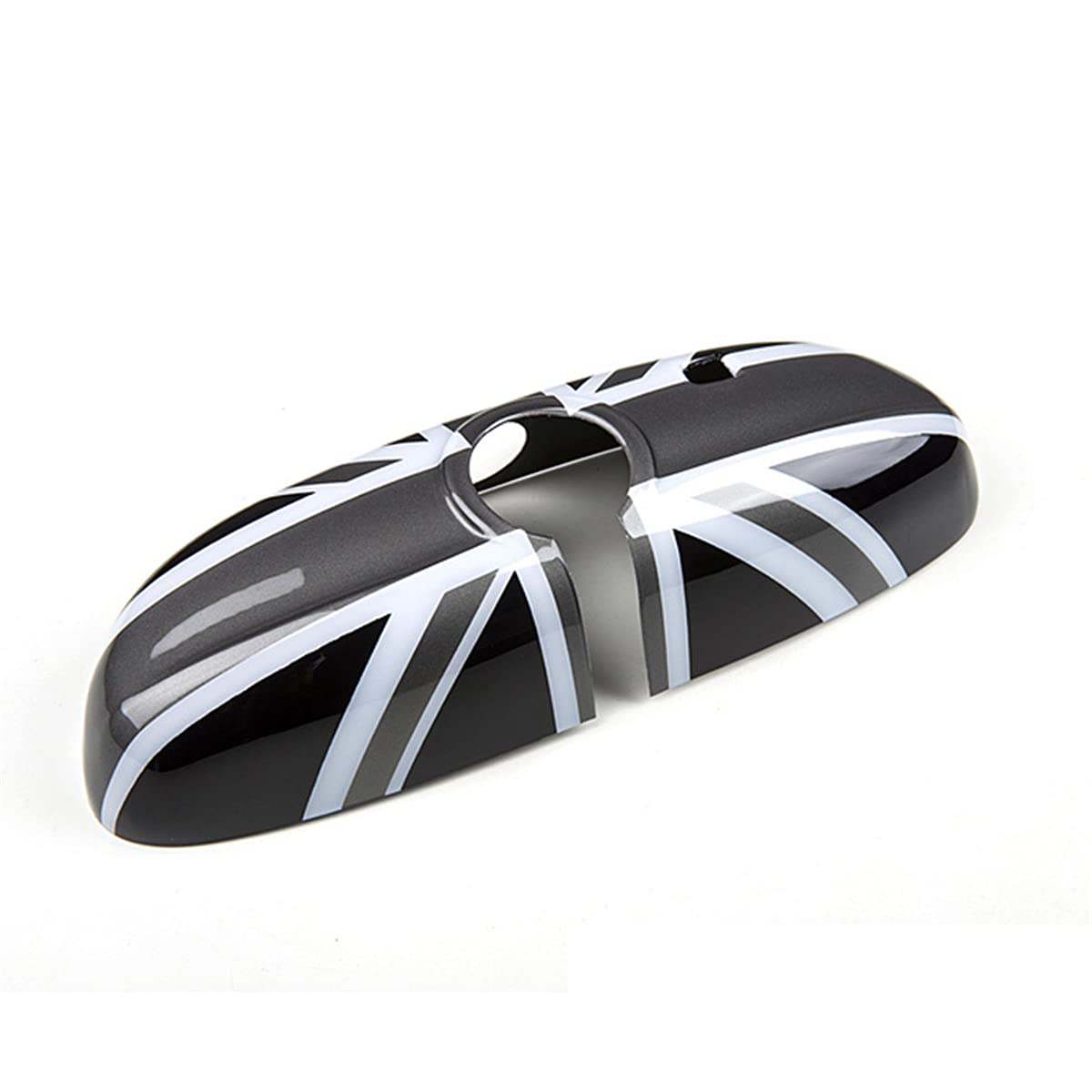 Innenrückspiegel-Abdeckkappe Innenspiegel Schale kompatibel mit Mini Cooper one s jcw F Serie F54 F55 F56 F57 F60 (Union Jack Grau, mit Lichtloch) von Generic