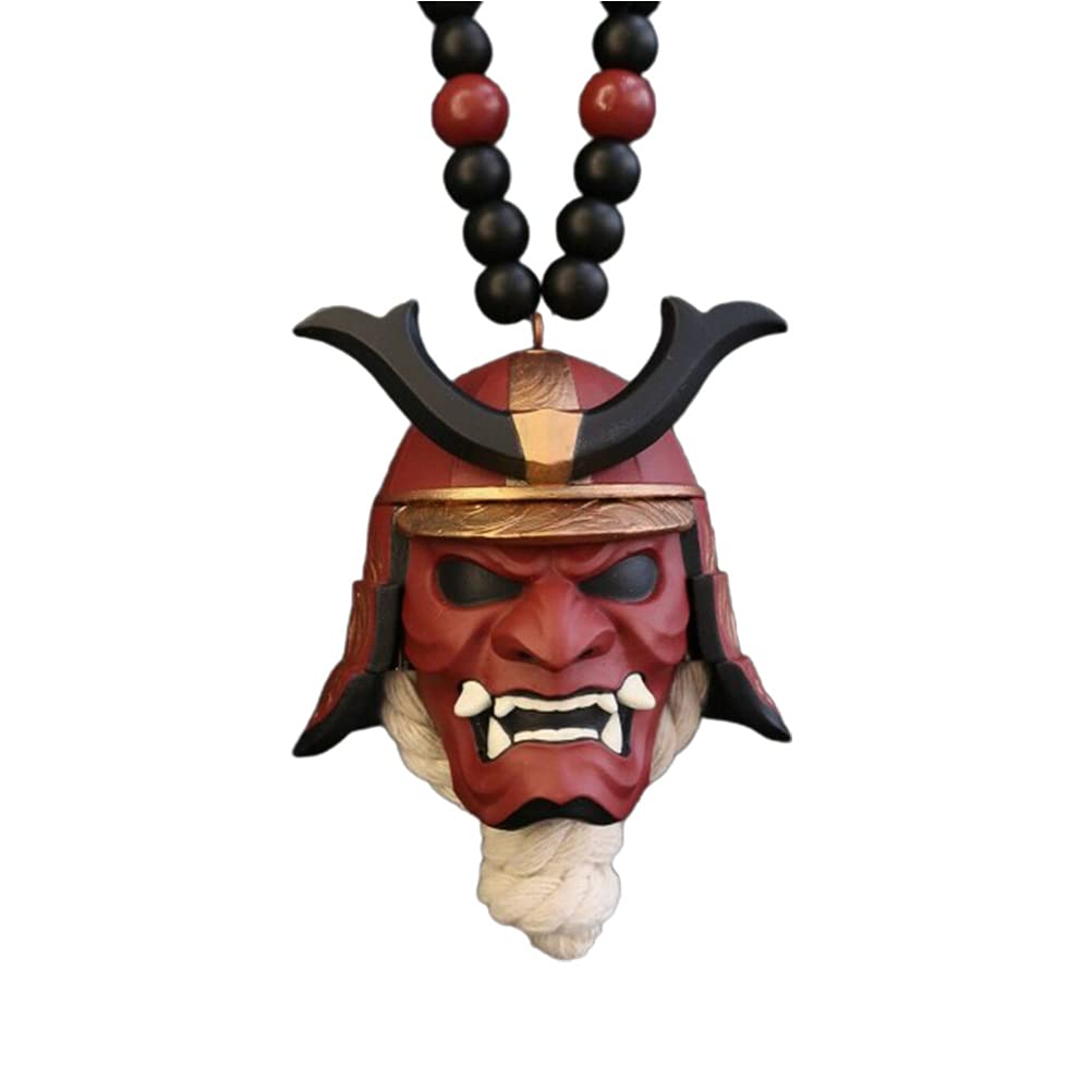 Japanische Dämonen Prajna-Maske, Auto-Hängeanhänger mit Samurai Hannya Japanischem Oni-Helm, Auto-Rückspiegel-Anhänger, Mini-Schlüsselanhänger, Rucksack-Anhänger, (A) von Generic