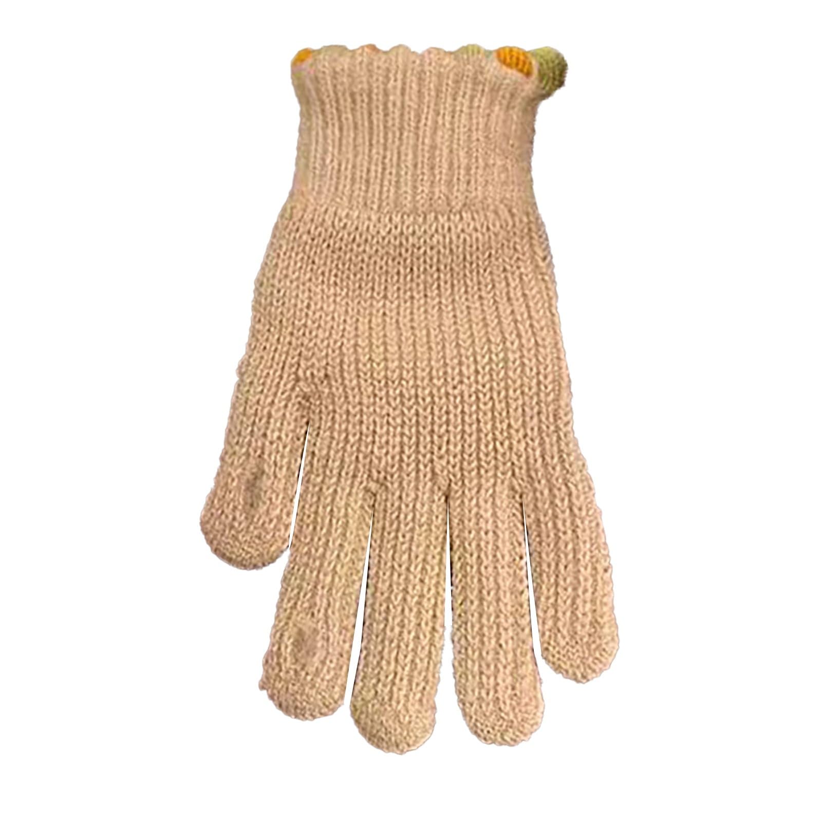 Jelly Winter Bare Fingers Knitted Gloves Women's Solid Color Screen Protector Warm Windproof Cycling Finger Handstulpen Kinder (Khaki, A) von Generic