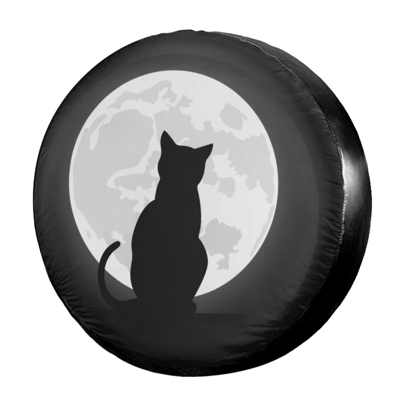 Katze Schwarz Ersatzrad Abdeckung Schmutzfest Reifencover Staubdicht Reserverad Reifenabdeckung Universal Für Rv Anhänger Auto 17Inch von Generic