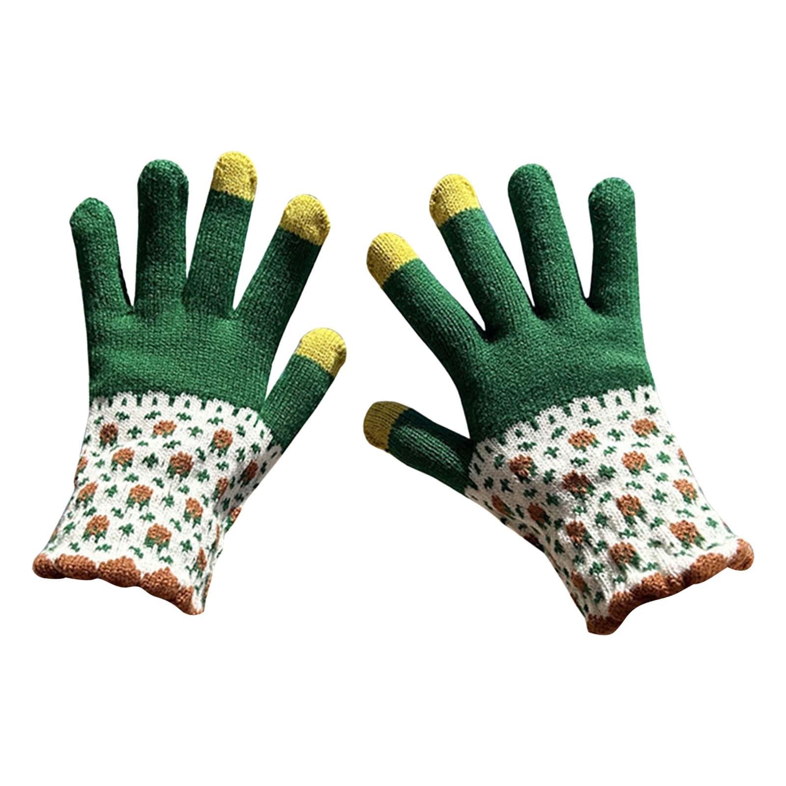 Knitted Cold Proof Plush Thickened Christmas Gloves Haarschmuck Silber Kurze Haare (Green, A) von Generic