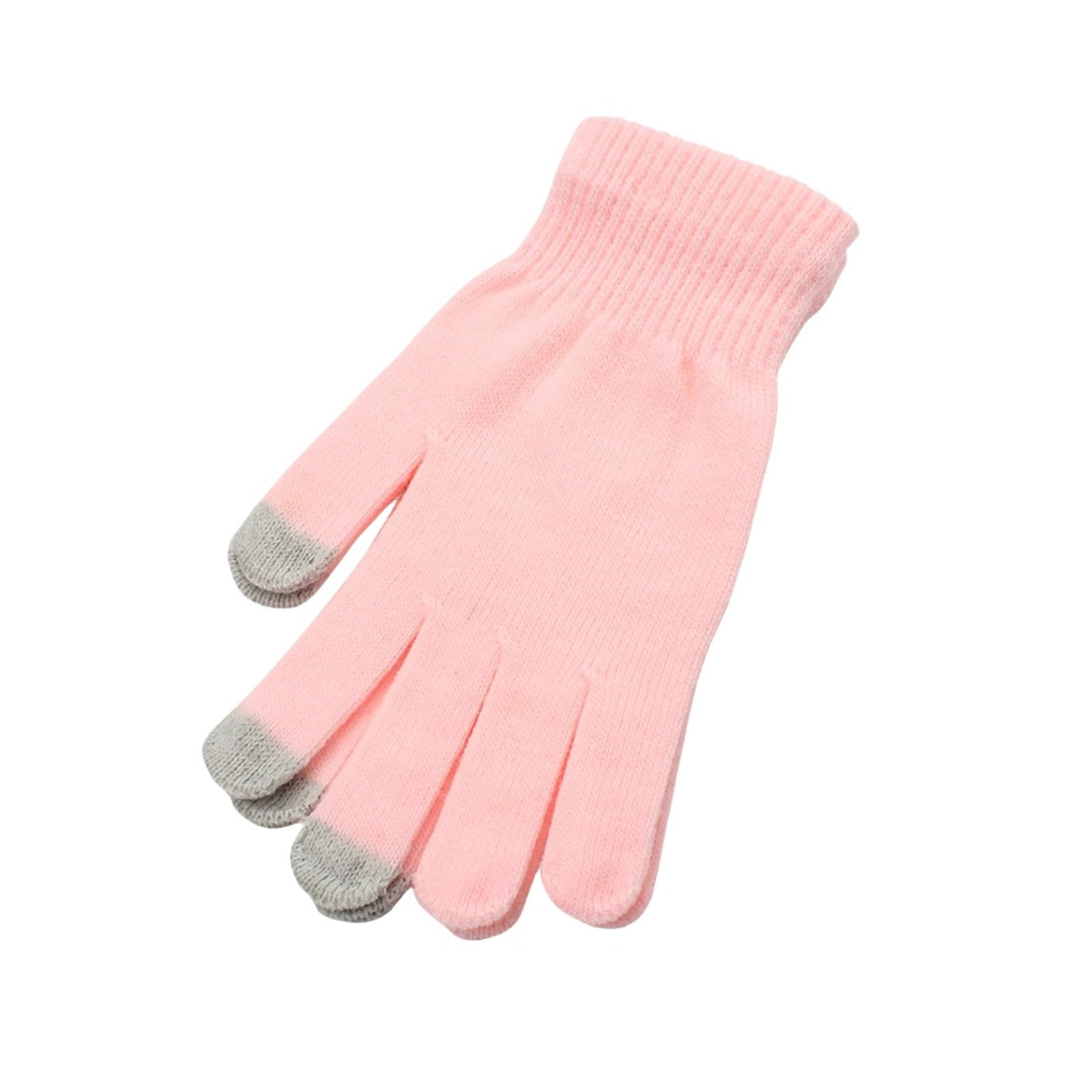 Knitted Cold Proof Plush Thickened Christmas Gloves Handschuh (Pink, A) von Generic