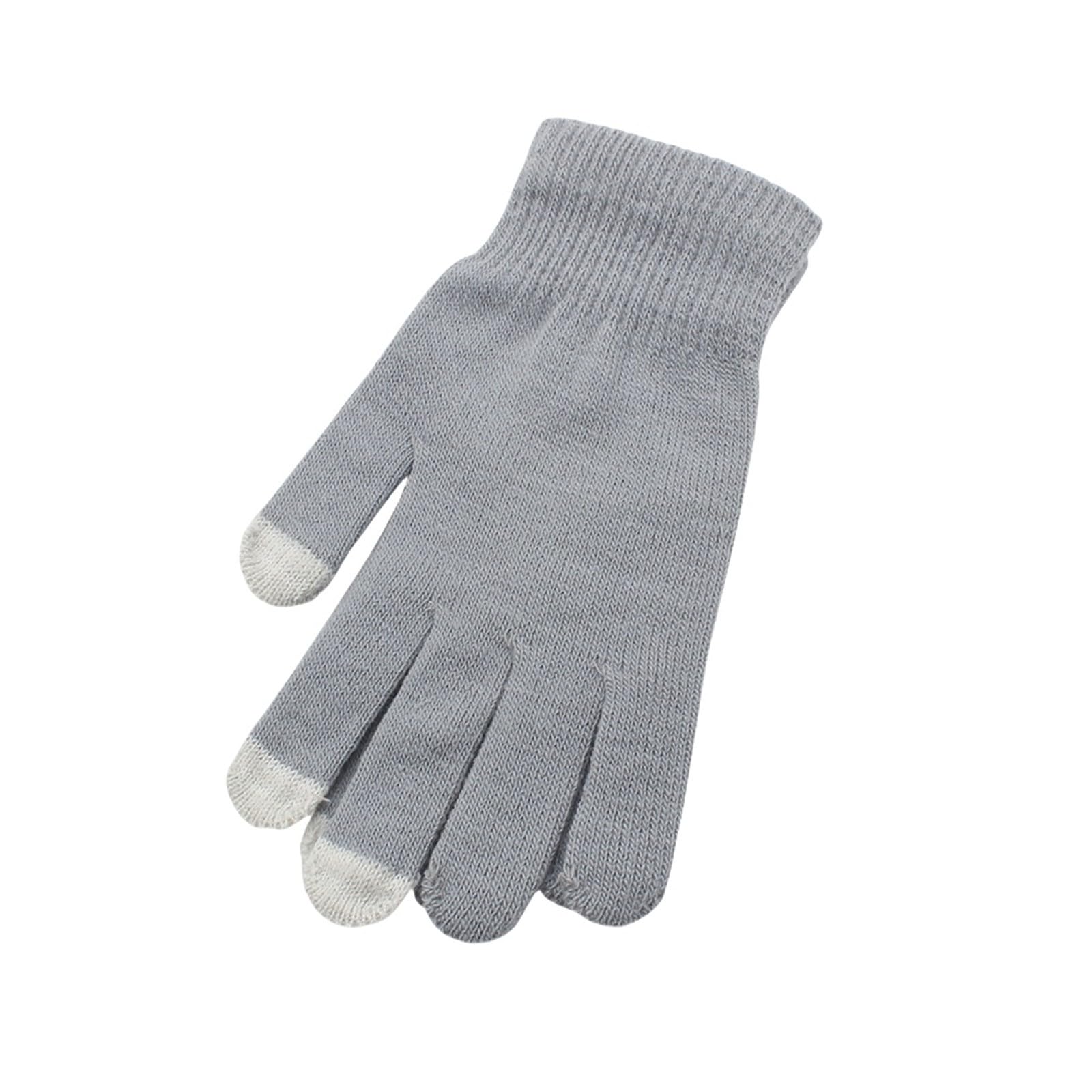 Knitted Cold Proof Plush Thickened Christmas Gloves Schwarze Handschuhe Stoff (Grey, A) von Generic