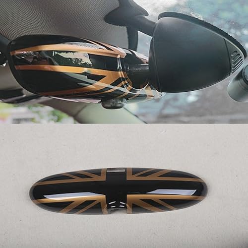 Kompatibel mit Mini Cooper Zubehör Dekoration ABS Innenspiegel Abdeckung Kappen Shell Case (Union Jack J, R50 R52 R53 2000-2004) von Generic