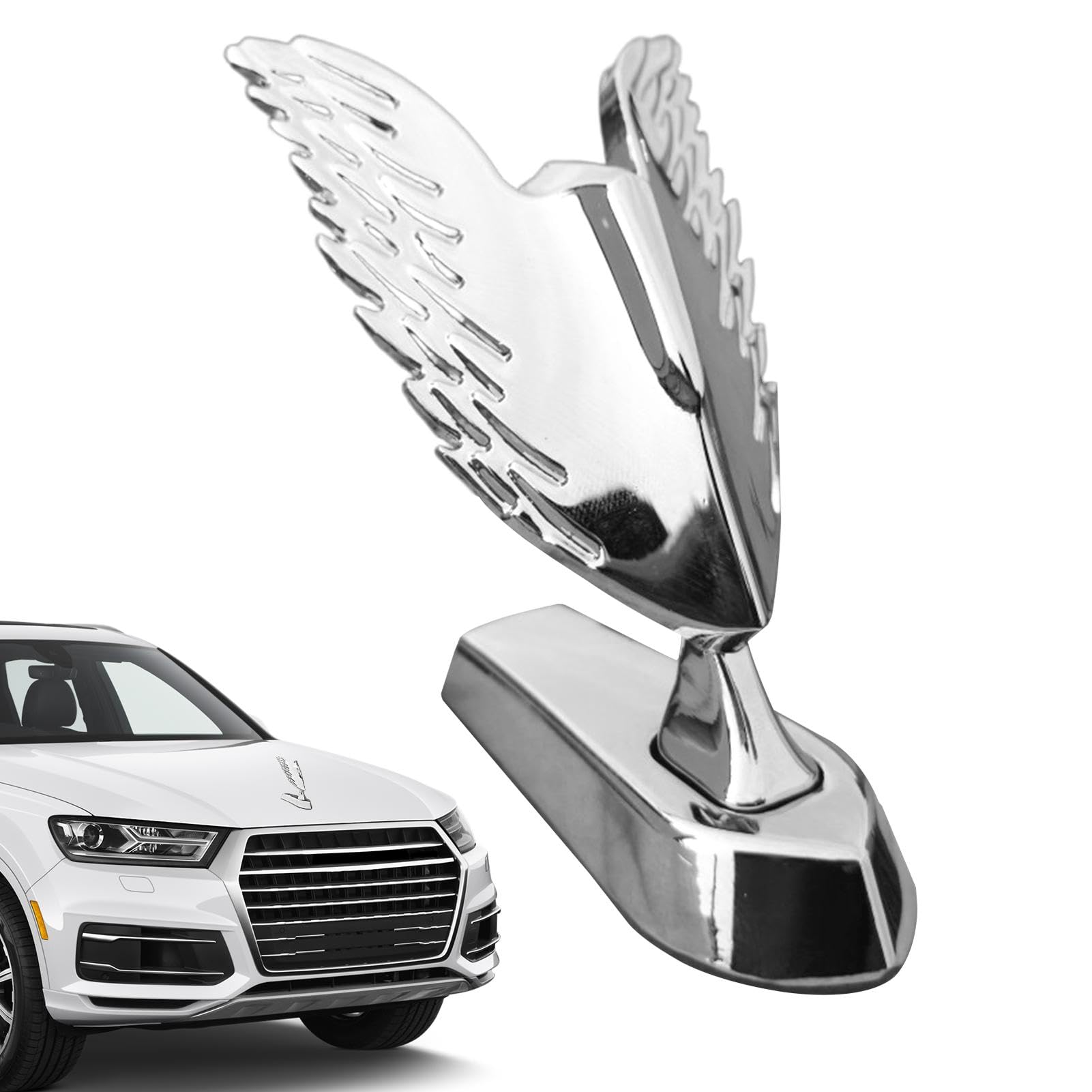 Kühlerfigur-Flügel – Premium-Motorhaubenzubehör Mit Chrom-Finish | Universelle Passform, Schlankes Und Langlebiges Design, Einfache Installation, Verleiht Jedem Fahrzeug Eine Klassische Note, Ideal Fü von Generic