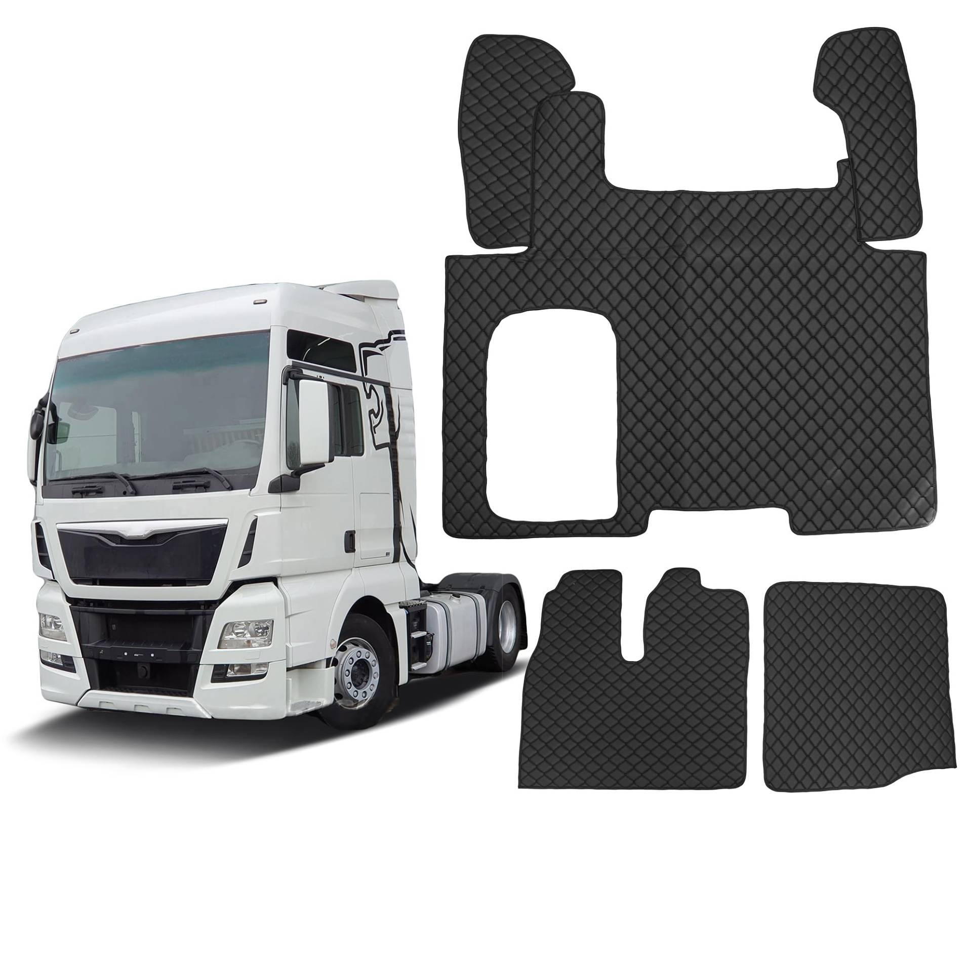 LKW Fußmatten Schwarz passend für TGX 2010-2017 Trucks LKWs Automatisch Tunnelabdeckung Öko-Leder Interieur Zubehör LKW Dekoration von Generic