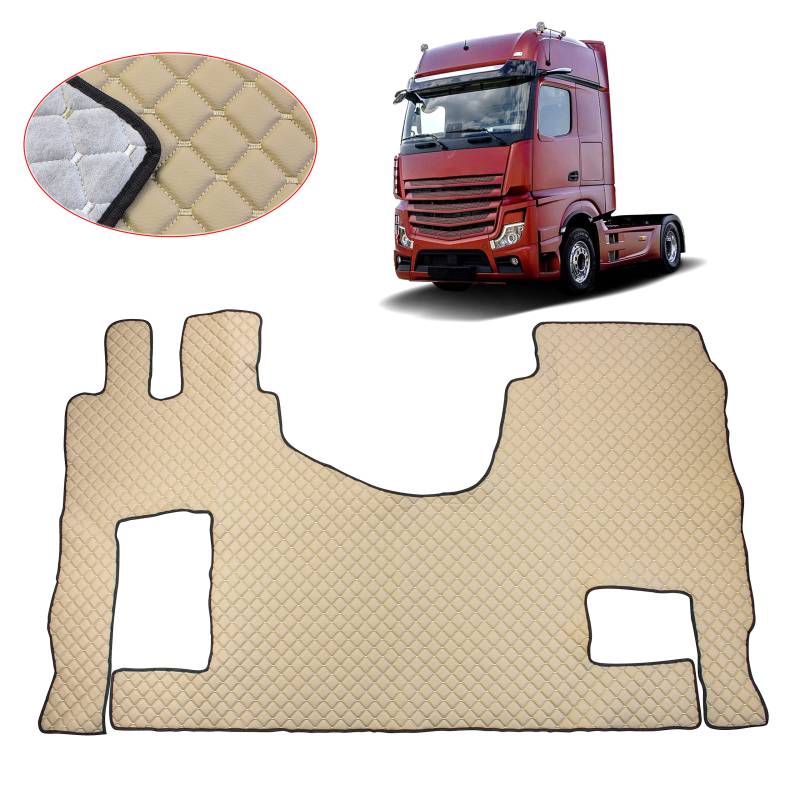 LKW Fußmatten passend für Actros Trucks LKWs Automatisch für MP4 Öko-Leder Beige von Generic