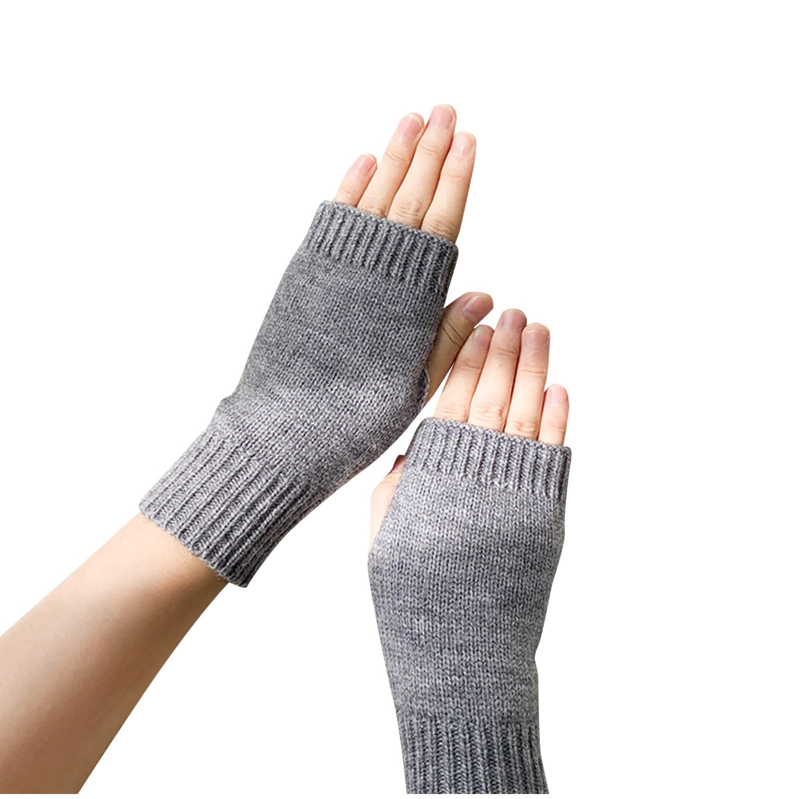 Lace Gloves Long Frauen- und Winter-niedliche Normallack-halb gestrickte Wollhandschuhe Handschuhe Damen Alpaka (Grey, One Size) von Generic