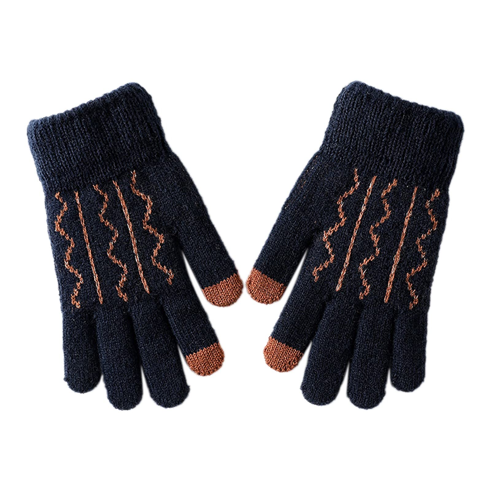 Lammfell FäUstlinge Screen Gloves For Winter Thermals Plus Fahrradhandschuhe aus -Strick Frauen Winterhandschuhe (Navy, One Size) von Generic