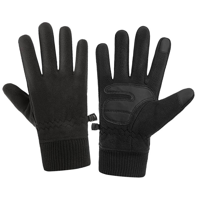 Lange 𝐋eder Handschuhe Winterhandschuhe Radfahren Skifahren Outdoor-Handschuhe zu Uch Bildschirm Sport Anti-Rutsch-warme Arbeitshandschuhe beheizt Fingerlose Handschuhe DüNn (Black, One Size) von Generic