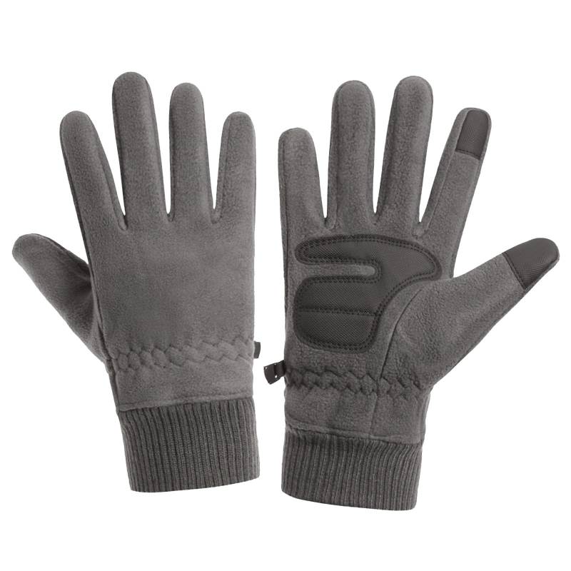 Lange 𝐋eder Handschuhe Winterhandschuhe Radfahren Skifahren Outdoor-Handschuhe zu Uch Bildschirm Sport Anti-Rutsch-warme Arbeitshandschuhe beheizt Fingerlose Handschuhe DüNn (Grey, One Size) von Generic