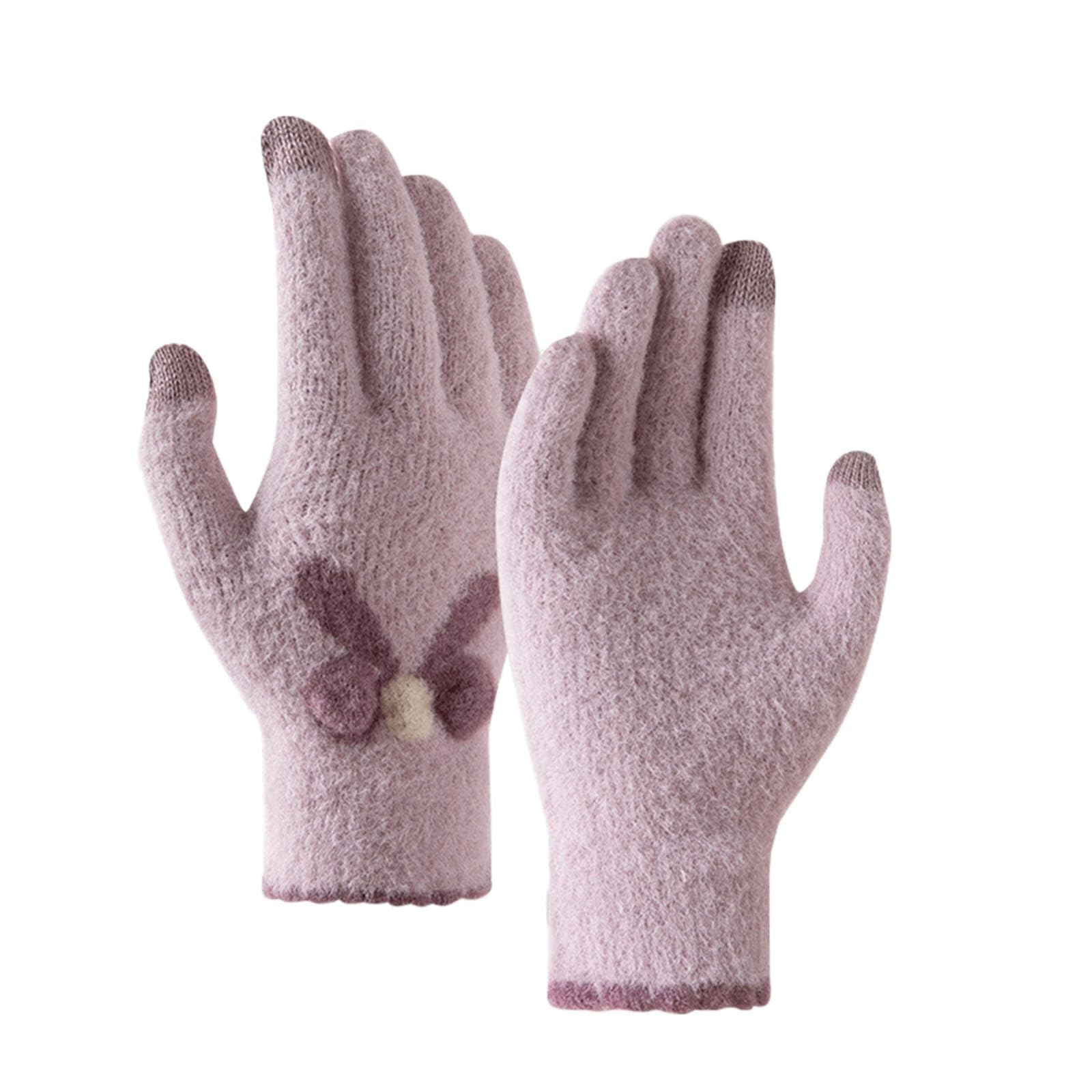 Latex Handschuhe Sm Warme Winterhandschuhe für Damen mit Touchscreen. Damen-Thermo-Zopfstrickhandschuh für kaltes Wetter Lange lederhandschuhe (Purple, One Size) von Generic