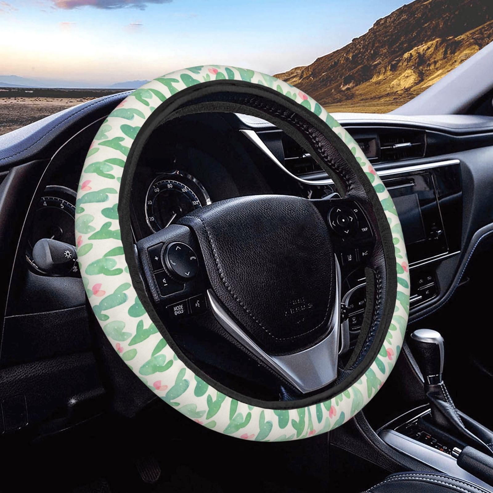 Lenkrad Abdeckung Cactus Pattern Steering Lenkradschoner Für Auto Anti Rutsch Universal Auto Lenkradhülle Schweiß Absorption Lenkradhülle, Für Die Meisten Autos, 38cm von Generic