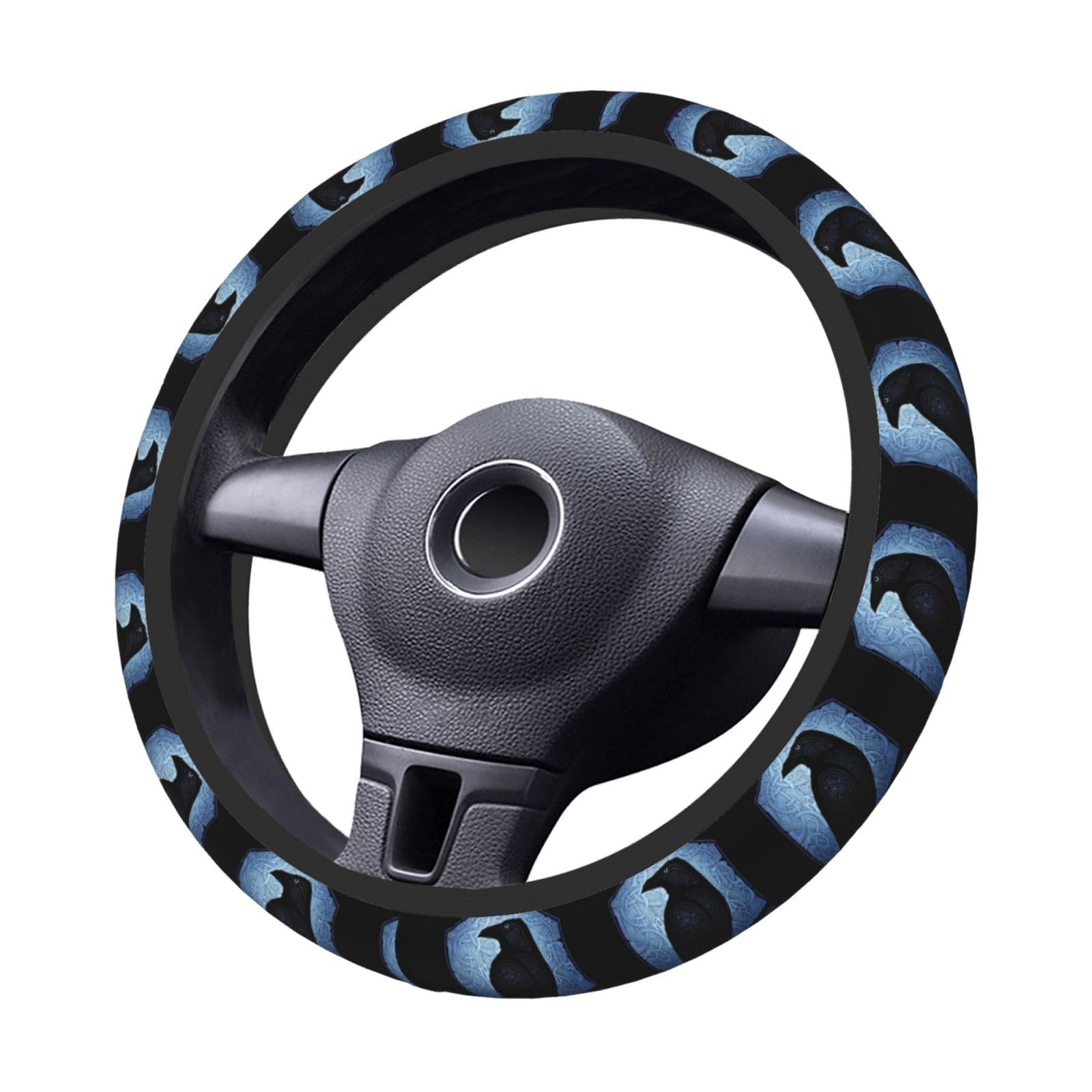 Lenkrad Abdeckung Hammer Mjolnir Mit Odin-Vögeln Anti Rutsch Lenkradbezug Bequem Steering Wheel Cover Für SUV Damen 38Cm von Generic