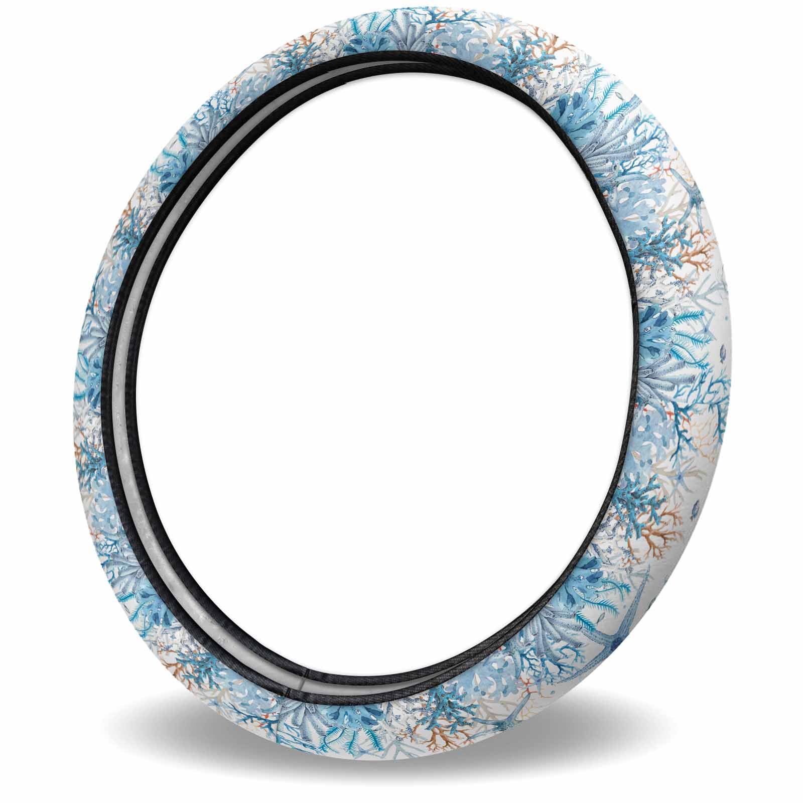 Lenkrad Schutzabdeckung 38Cm，Sommer Meer Koralle Seestern Fisch Auto Lenkradbezüge Verschleißfest Steering Wheel Cover Auto Mode Lenkradbezug Für LKW Wintersaison Fahrzeug von Generic