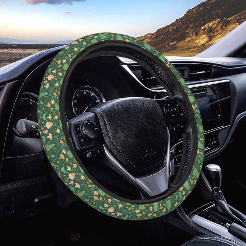 Lenkrad Schutzabdeckung Pilze, Vögel Und Bäume Auto Lenkradhülle Sicherheit Lenkradbezug Auto Mode Steering Wheel Cover Auto Für Limousine Auto Herbst von Generic