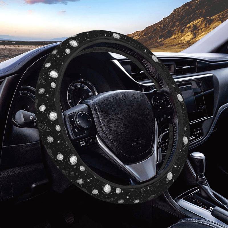 Lenkrad Schutzabdeckung Sterne Und Sonnen Steering Wheel Cover Auto Weich Lenkradhülle Luxuriöse Auto-Lenkradschutz Für SUV Frauen Herbst von Generic