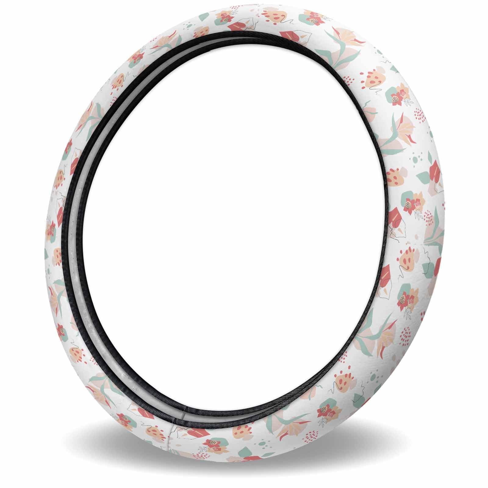 Lenkrad Überzug 38Cm，Boho Abstrakt Blume Minimalistisch Geo Lenkradcover Premium Steering Wheel Cover Auto Schweißabsorbierende Lenkradbezug Für Herren Frauen Fahrzeug von Generic