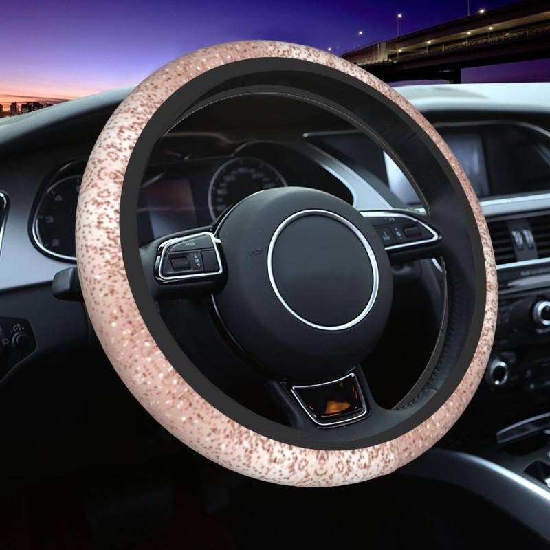 Lenkradabdeckung 38Cm，Blume Gold Blush Pink Glitzer Metall Auto Lenkrad Schutzhülle Sicherheit Auto Lenkradhülle Mode Lenkrad Überzug Für Limousine Auto Frauen von Generic