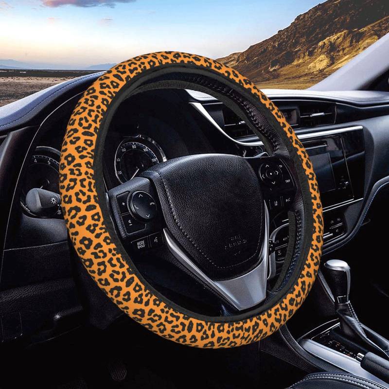 Lenkradabdeckung Leopardenmuster Lenkradcover Mode Lenkrad Überzug Universal Lenkradbezug Für Limousine Frauen Herbst von Generic