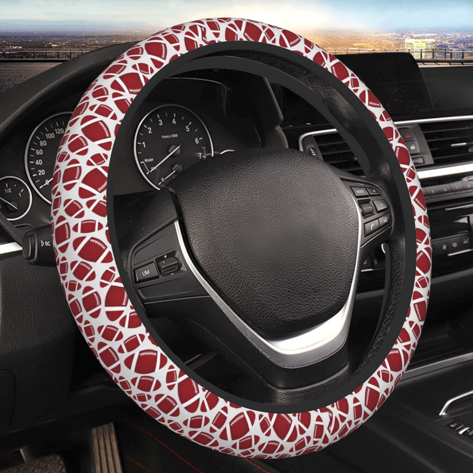 Lenkradbezug Amerikanischer Fußball Auto Lenkrad Schutzhülle Geruch Frei Steering Wheel Cover Auto Geeignet Lenkradabdeckung Für Fahrzeug SUV Männer von Generic