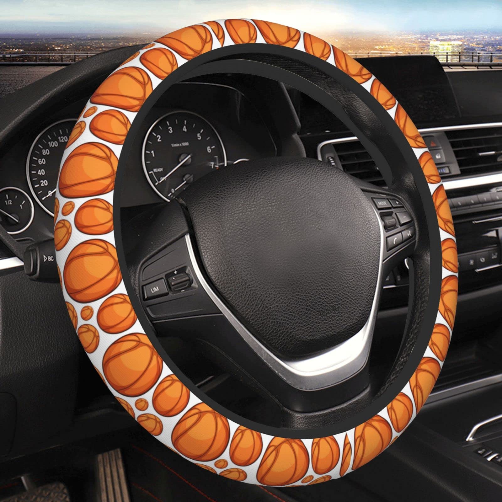 Lenkradbezug Basketball Steering Lenkradschoner Mode Steering Wheel Cover Auto Elastizität Lenkrad Schutzabdeckung Für Frauen Fahrzeug LKW von Generic