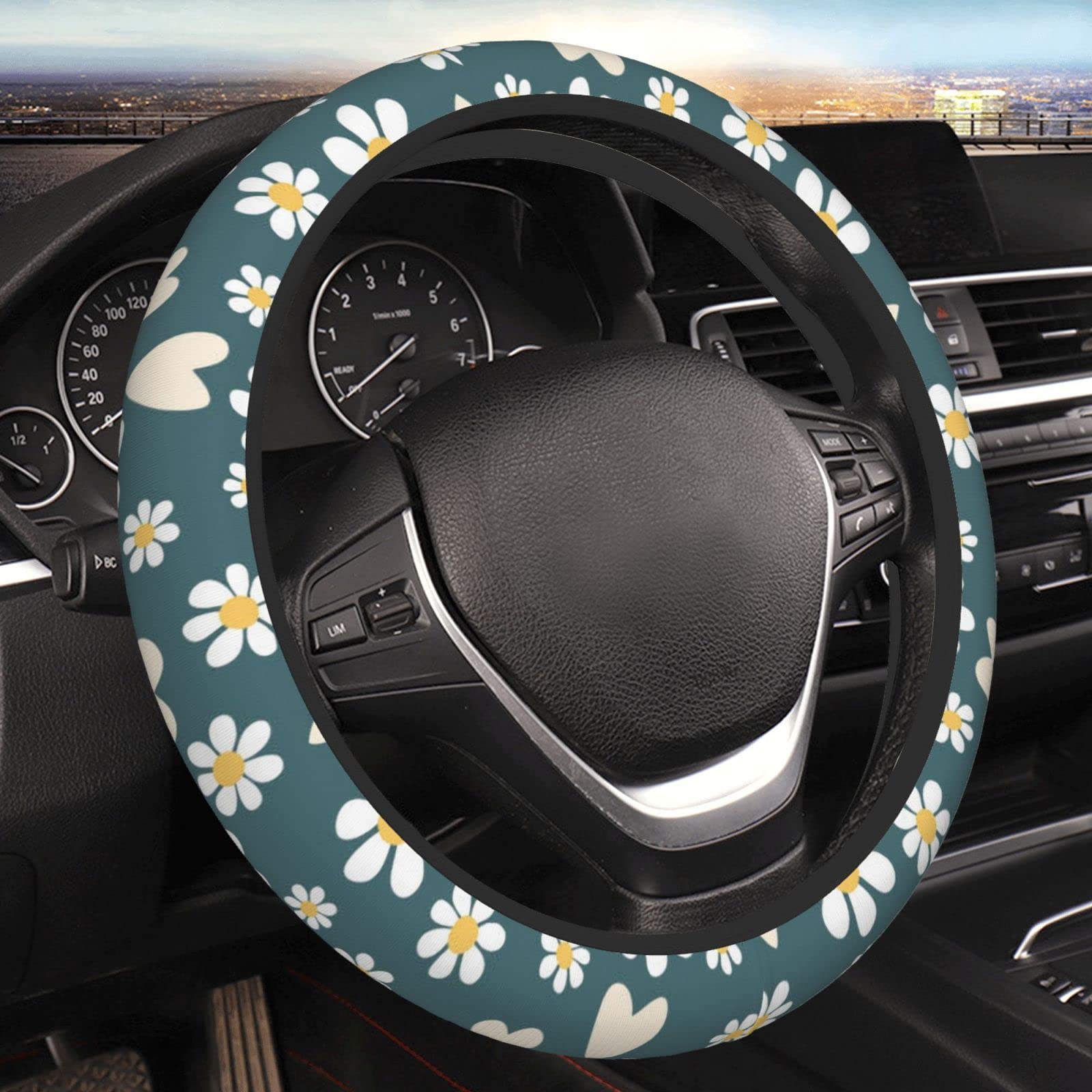 Lenkradbezug Blume Lenkrad Überzug Flauschig Steering Wheel Cover Auto Geruch Frei Auto Lenkradhülle Für Limousine Männer Fahrzeug von Generic