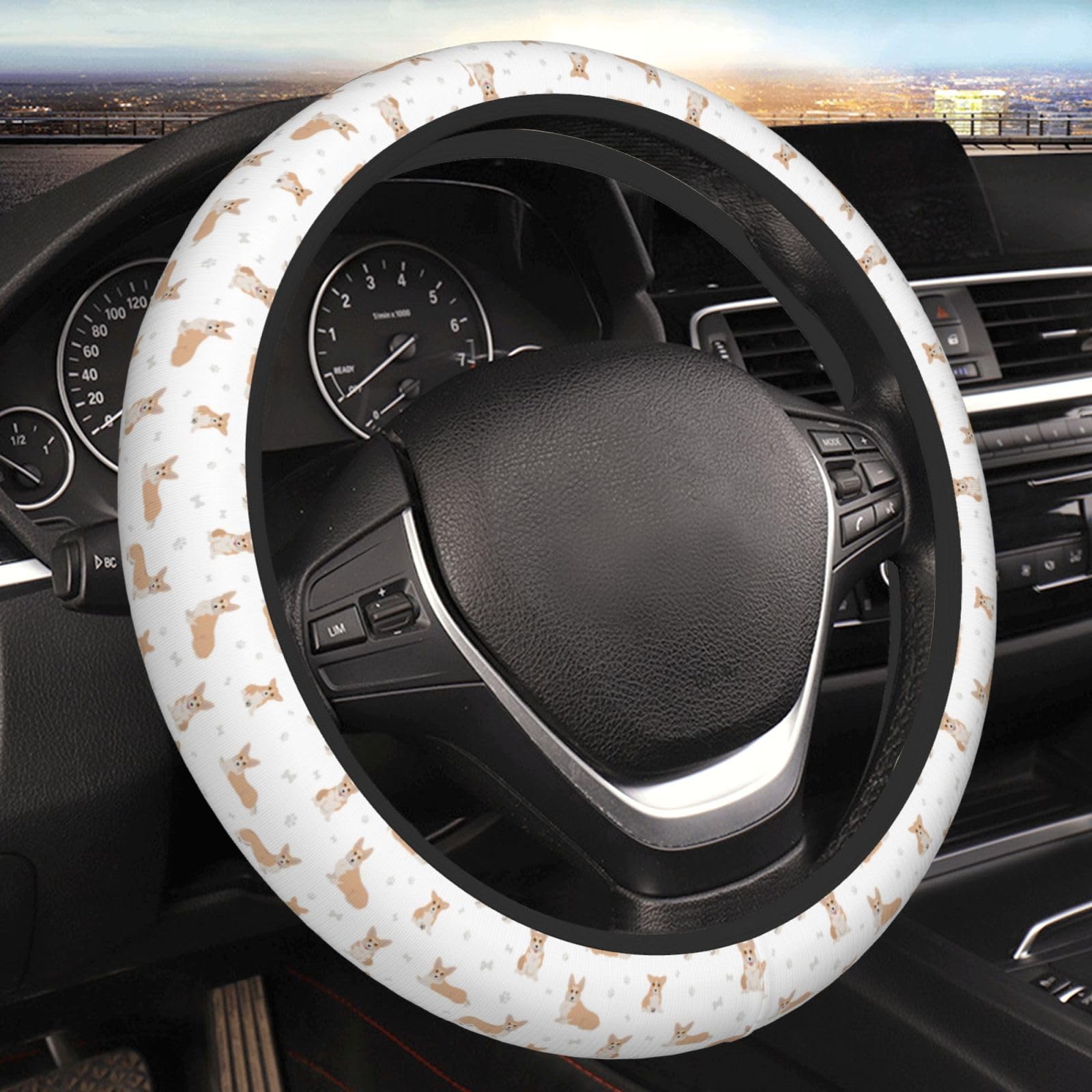 Lenkradbezug Corgi Lenkrad Überzug Luxuriöse Steering Lenkradschoner Geeignet Steering Wheel Cover Auto Für LKW SUV Frauen von Generic