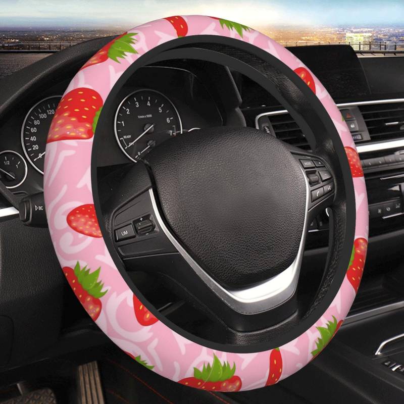 Lenkradbezug Erdbeere Lenkradabdeckung Geruch Frei Steering Wheel Cover Auto Geeignet Lenkrad Überzug Für SUV Auto Frauen von Generic