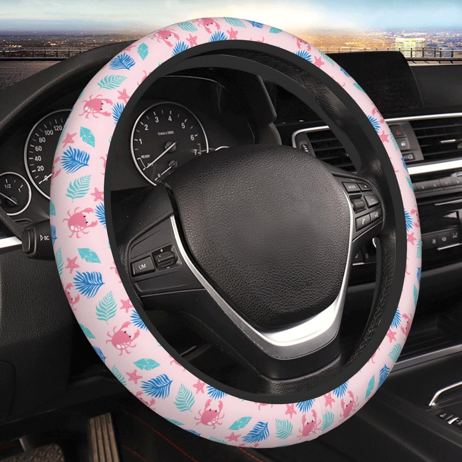 Lenkradbezug Krabbe Steering Wheel Cover Auto Luxuriöse Lenkradcover Universal Lenkrad Schutzabdeckung Für SUV Männer Auto von Generic