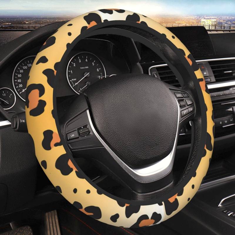 Lenkradbezug Leopard Lenkrad Schutzabdeckung Mode Steering Wheel Cover Auto Geeignet Lenkradschoner Für Auto Fahrzeug SUV von Generic