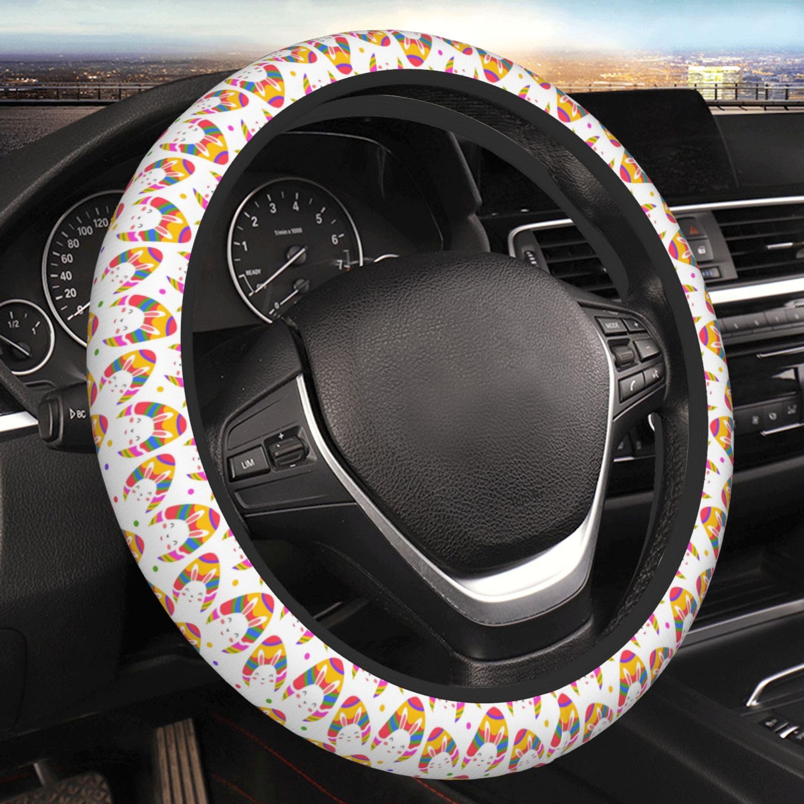 Lenkradbezug Ostern Lenkradabdeckung Strapazierfähigem Lenkrad Überzug Weich Steering Wheel Cover Auto Für Limousine Auto SUV von Generic