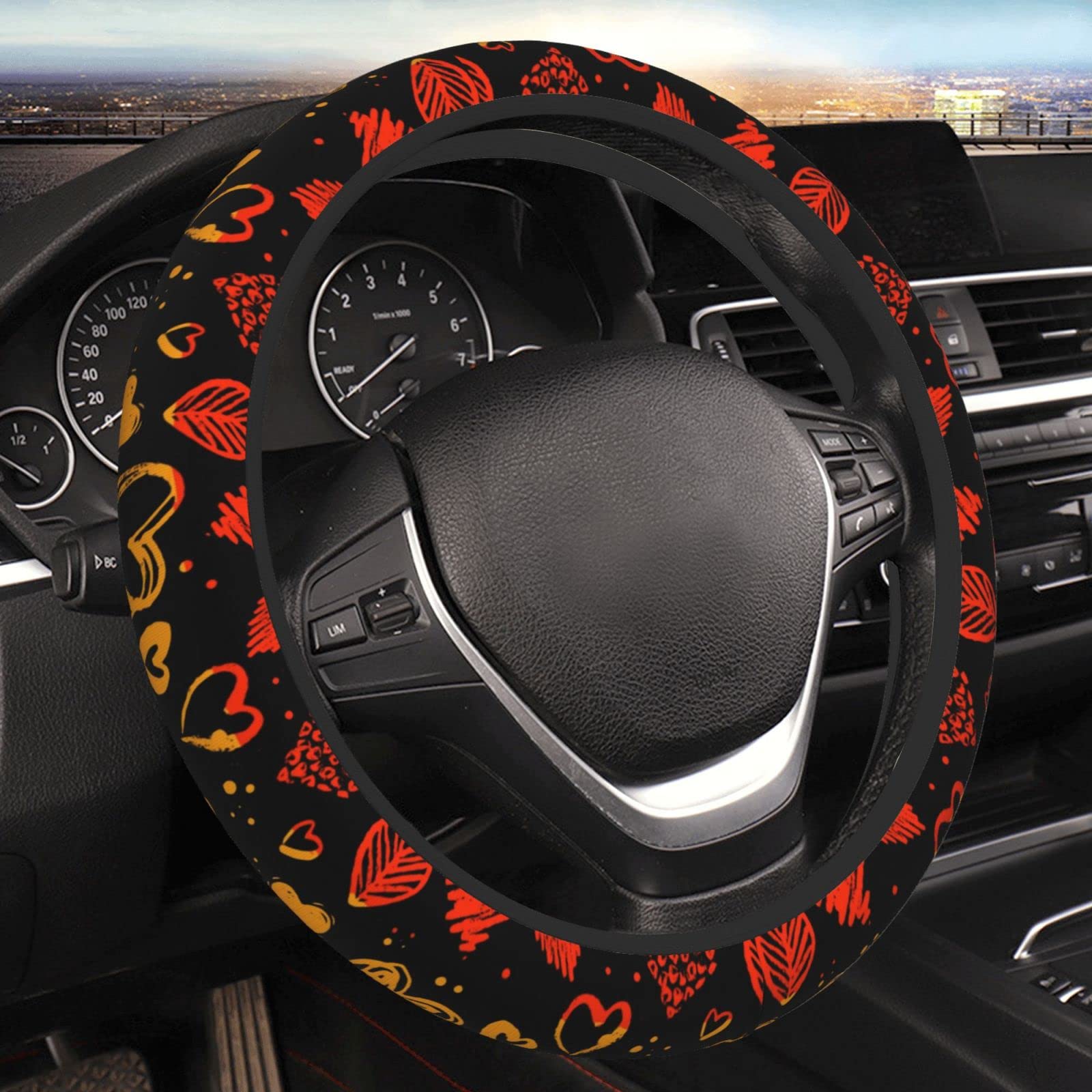 Lenkradbezug Regenbogen Lenkrad Überzug Mode Lenkradcover Verschleißfest Steering Wheel Cover Auto Für Frauen LKW Limousine von Generic