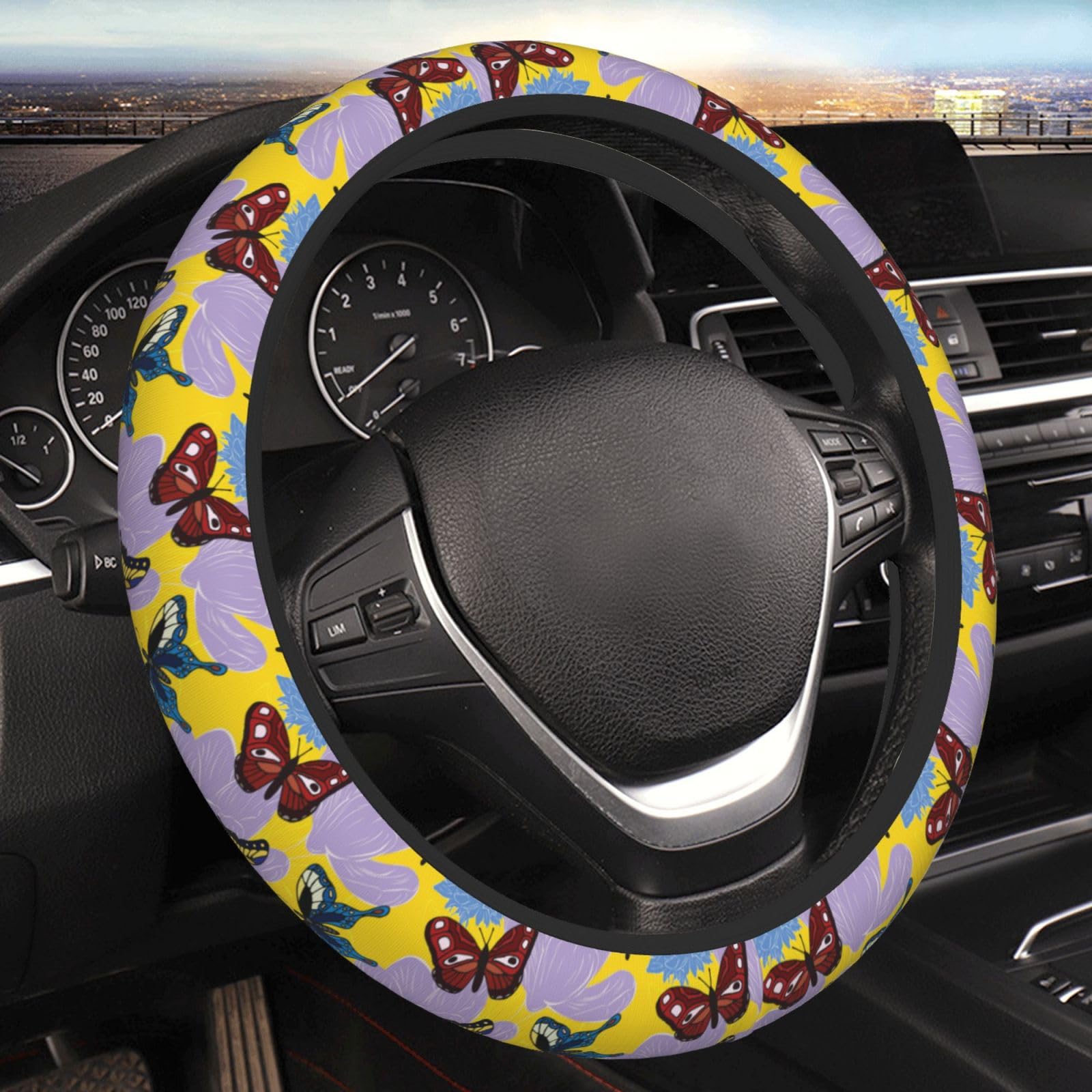 Lenkradbezug Schmetterling Steering Wheel Cover Auto Sicherheit Lenkradabdeckung Geeignet Auto Lenkrad Schutzhülle Für Fahrzeug Limousine Frauen von Generic