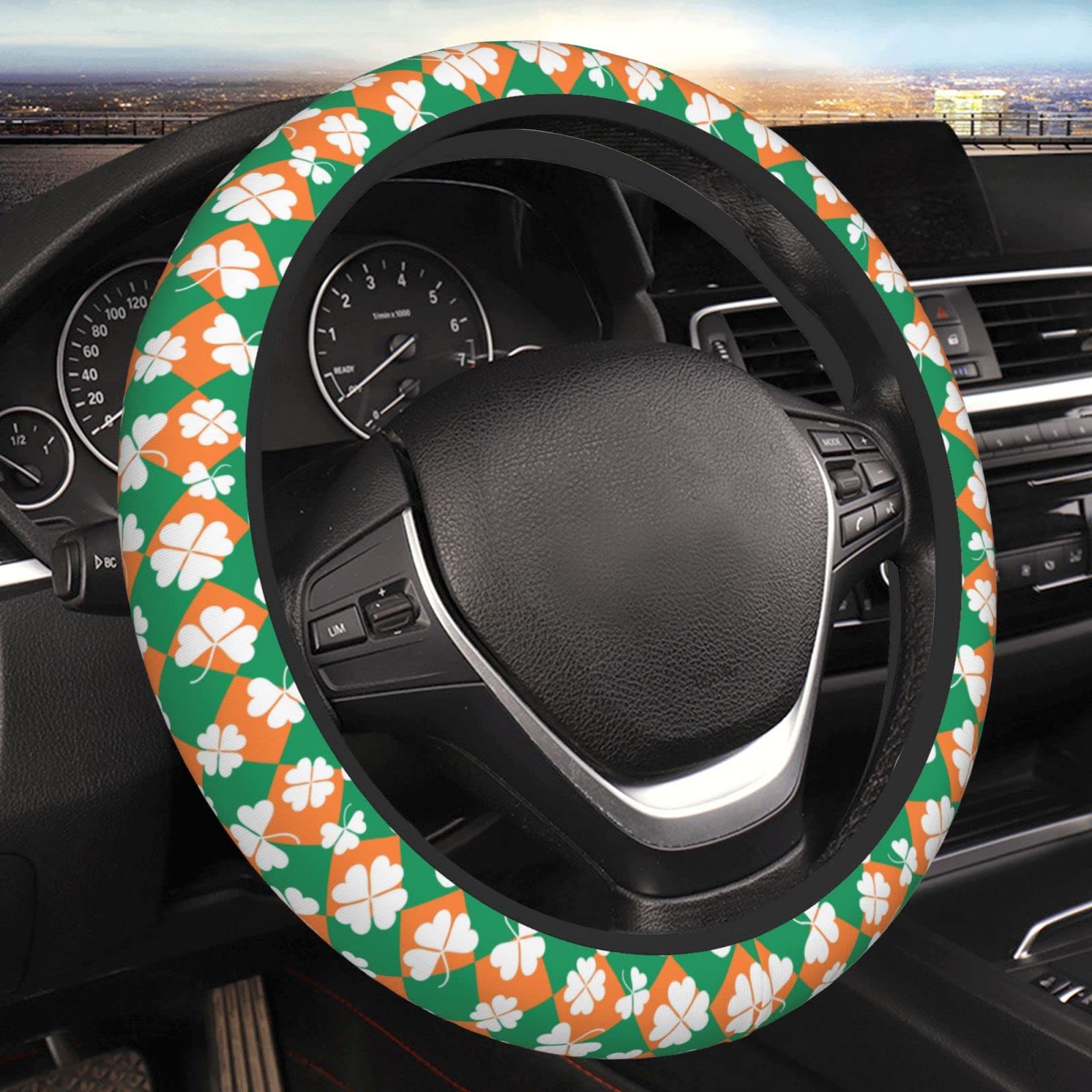 Lenkradbezug St. Patrick's Day (Tag des Heiligen Patrick) Lenkrad Schutzabdeckung Strapazierfähigem Lenkradschoner Mode Steering Wheel Cover Auto Für Männer Limousine Auto von Generic